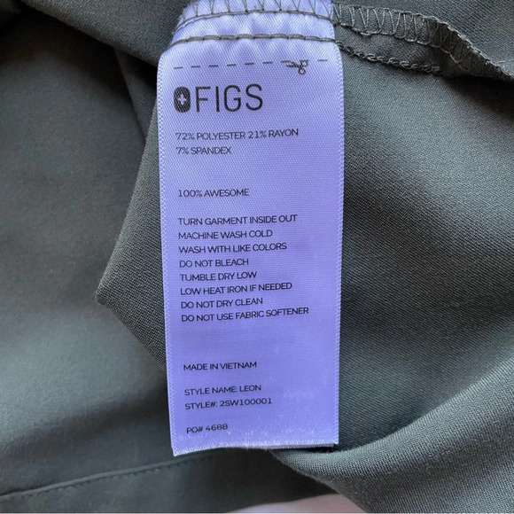 Men’s Figs Leon Three-Pocket Scrub Top Healthcare Nursing Size 3XL Green - Picture 7 of 8